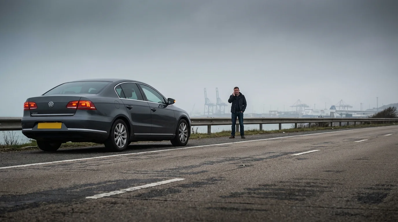 Car stopped on dover pot