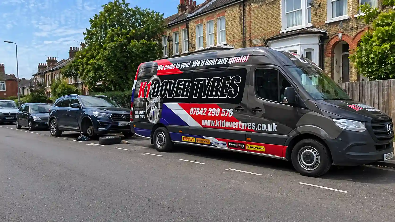 K1 Dover Tyres emergency mobile tyre fitting van in Dartford providing fast roadside tyre service