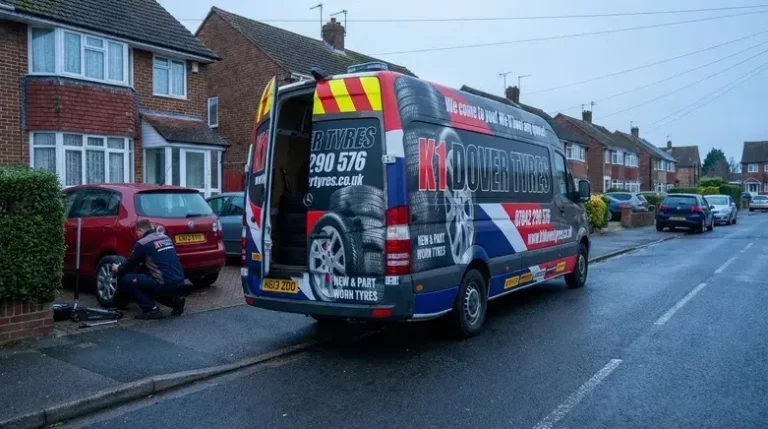 mobile tyre fitting van in Dover providing tyre replacement and roadside tyre service