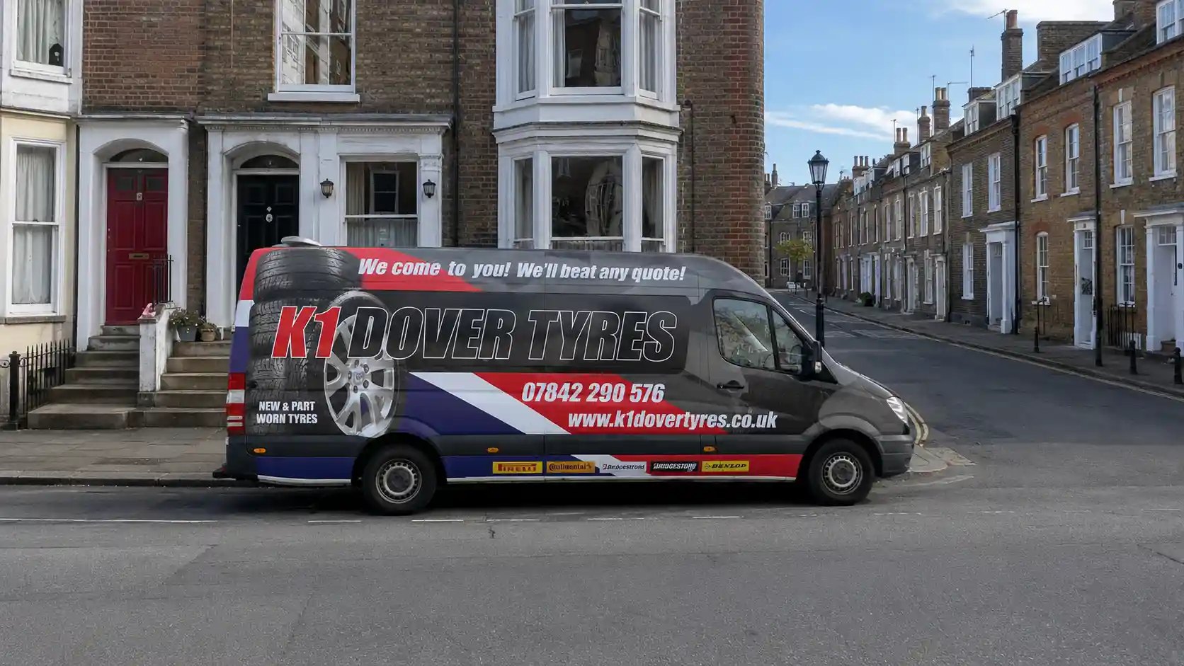 K1 Dover Tyres mobile tyre fitting van providing tyre fitting service in Rochester, Medway, Kent
