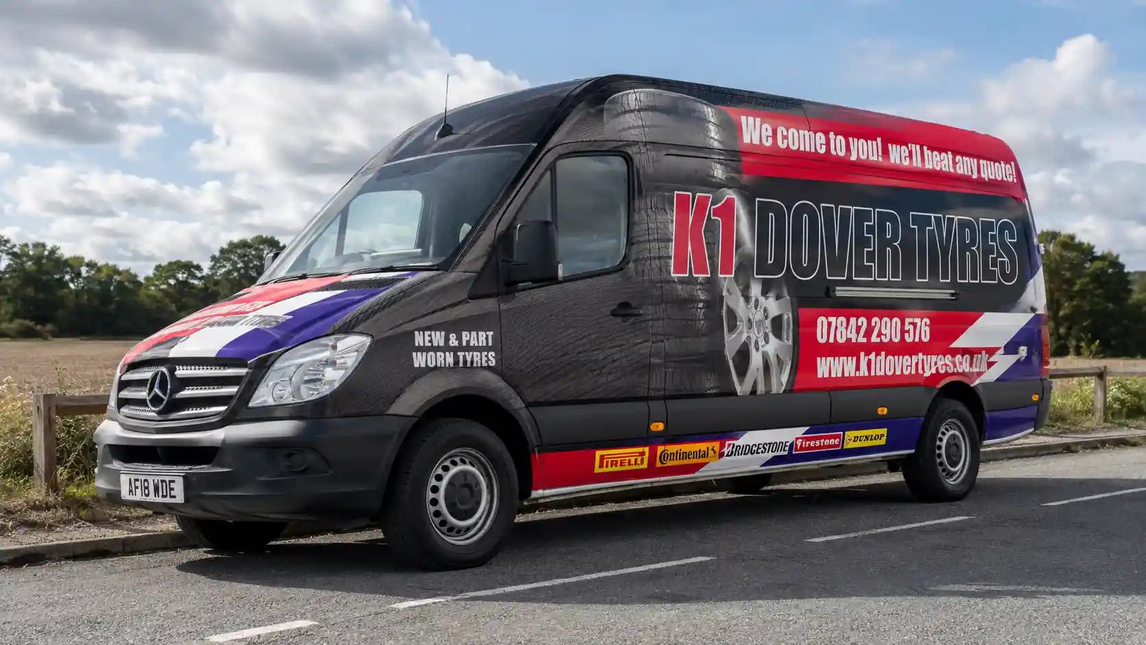 About 1 K1 Dover Tyres mobile tyre van providing mobile tyre fitting and tyre repair service in Sevenoaks, Kent